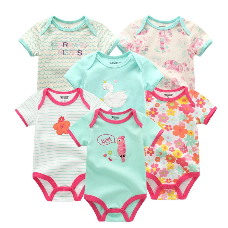 6PCS/Set Unisex Newborn Baby Boy Clothes Unicorn Cotton Baby Girl Clothes Cartoon Girls Baby Clothing Jumpsuits Bodysuits