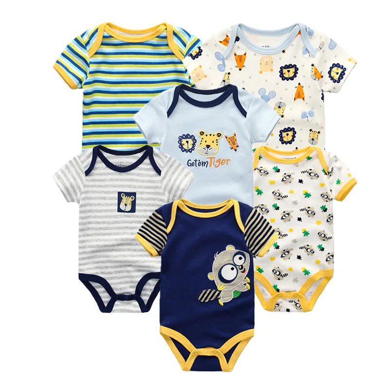 6PCS/Set Unisex Newborn Baby Boy Clothes Unicorn Cotton Baby Girl Clothes Cartoon Girls Baby Clothing Jumpsuits Bodysuits