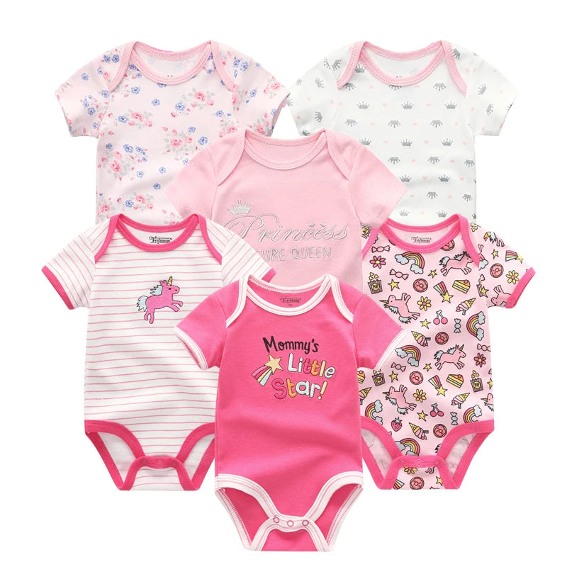 6PCS/Set Unisex Newborn Baby Boy Clothes Unicorn Cotton Baby Girl Clothes Cartoon Girls Baby Clothing Jumpsuits Bodysuits