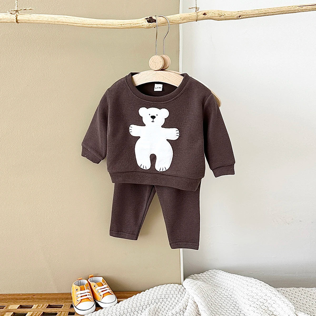 New Autumn Baby Boys Girls Cotton Clothes Sports Set Comfortable Cartoon Animals Pullover Sweatshirts+Loose Cotton Pants