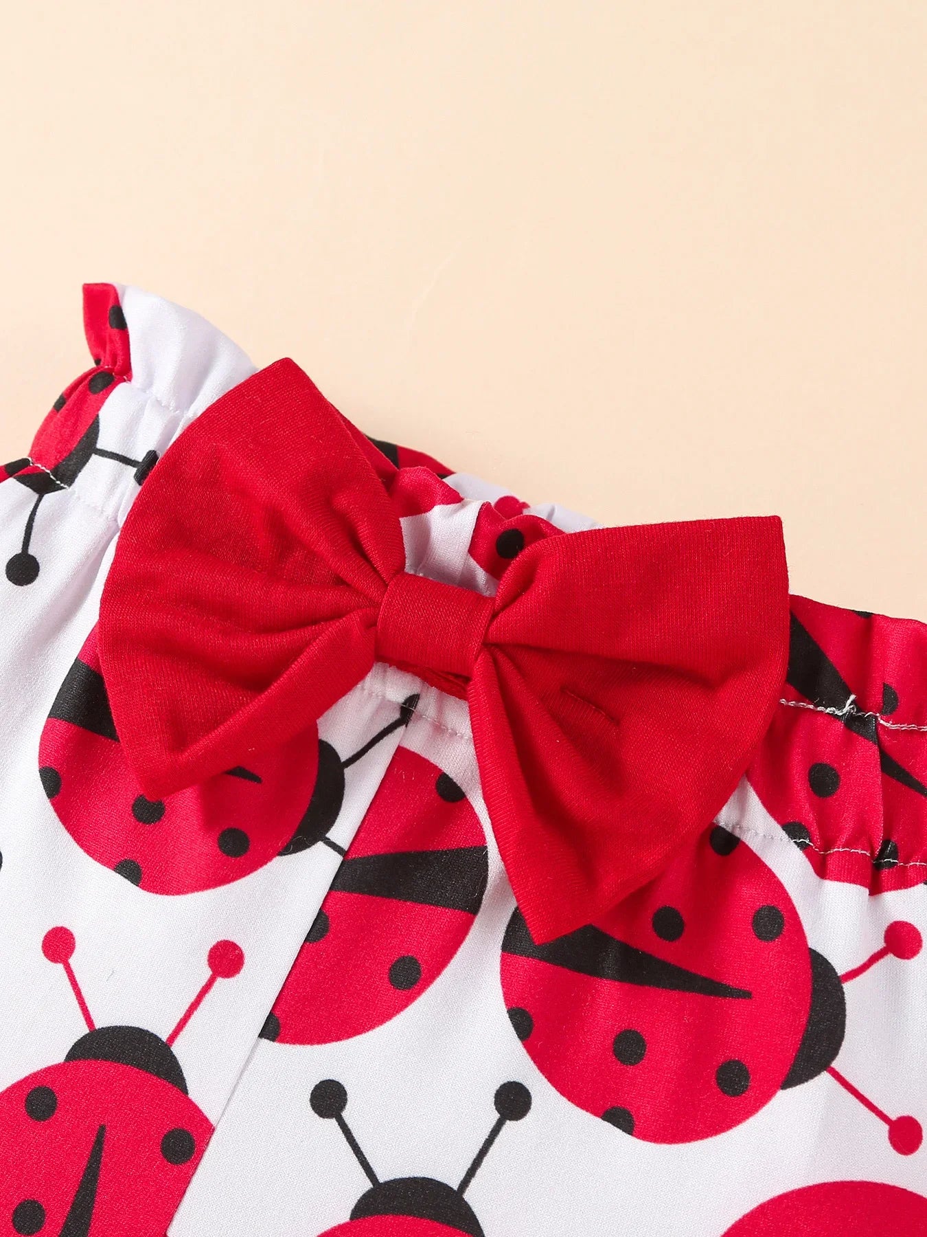 Infant Baby Girl 3Pcs Clothes Set Ladybugs Print Long Sleeve Crew Neck Sweatshirt + Bow Pants + Headband