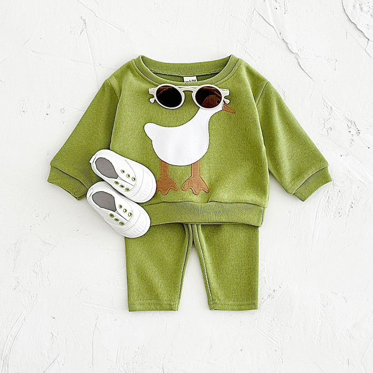 New Autumn Baby Boys Girls Cotton Clothes Sports Set Comfortable Cartoon Animals Pullover Sweatshirts+Loose Cotton Pants