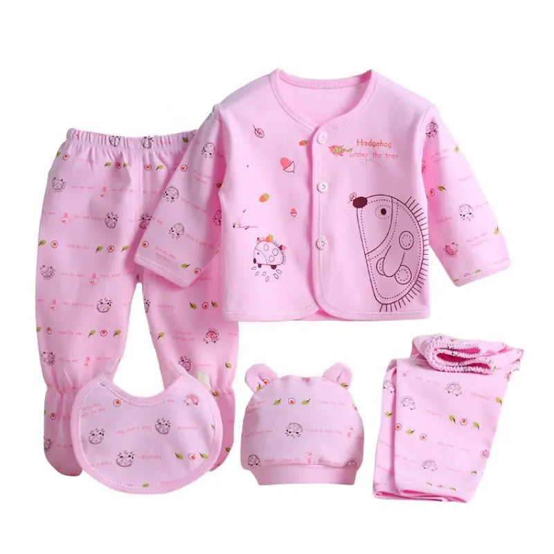 Children'S Clothing Baby Wool Hedgehog Newborn Set Pure Cotton Five 0-3M Baby Clothes Spring Autumn Pure Cotton Underwear Set