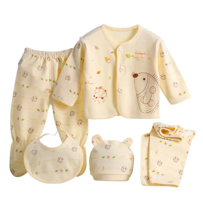 Children'S Clothing Baby Wool Hedgehog Newborn Set Pure Cotton Five 0-3M Baby Clothes Spring Autumn Pure Cotton Underwear Set