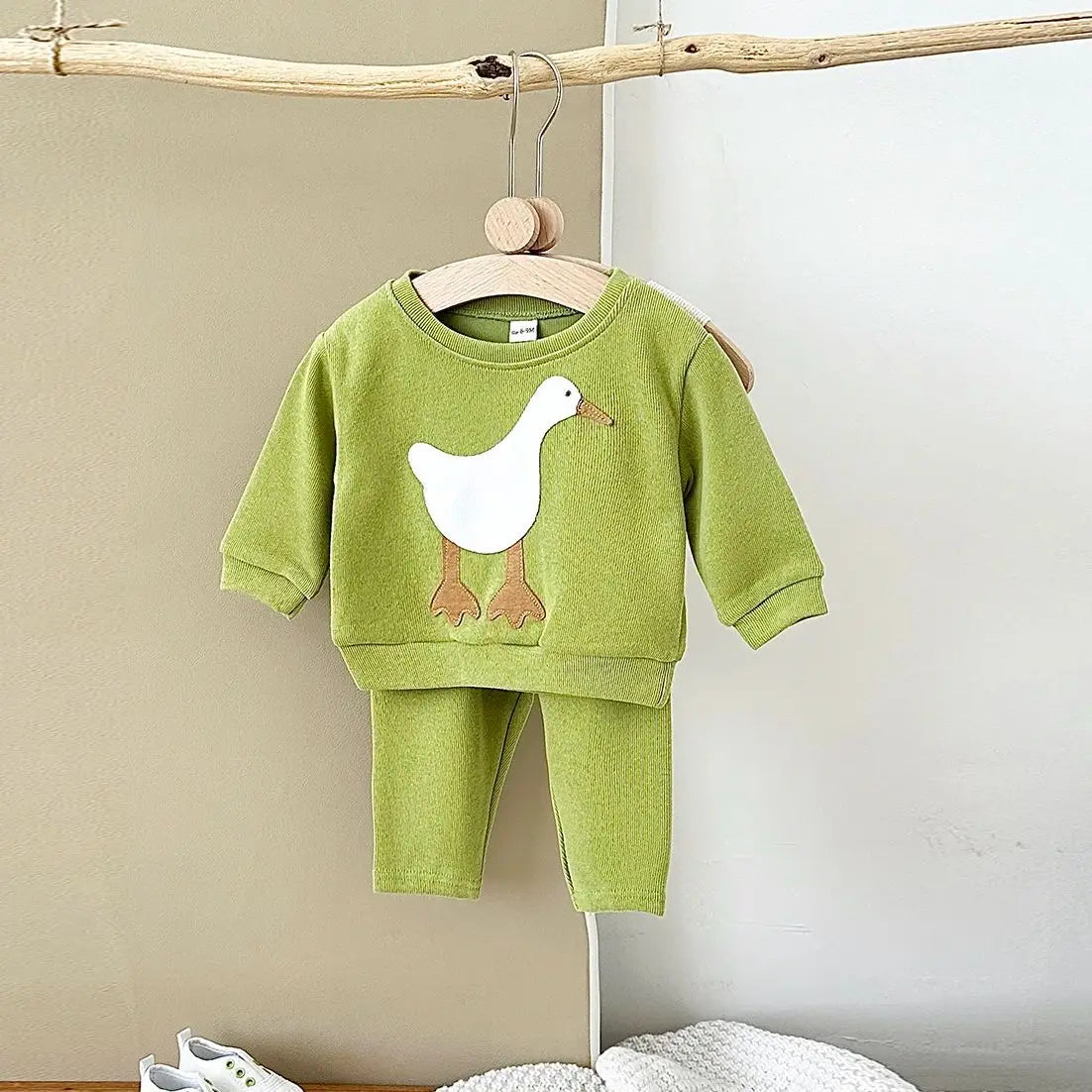 New Autumn Baby Boys Girls Cotton Clothes Sports Set Comfortable Cartoon Animals Pullover Sweatshirts+Loose Cotton Pants