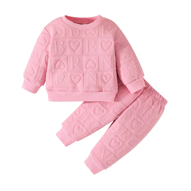 2Piece Fall Newborn Girls Clothes Korean Cute Letter Long Sleeve Tops+Pants Baby Luxury Clothing Toddler Boutique Outfits BC1786