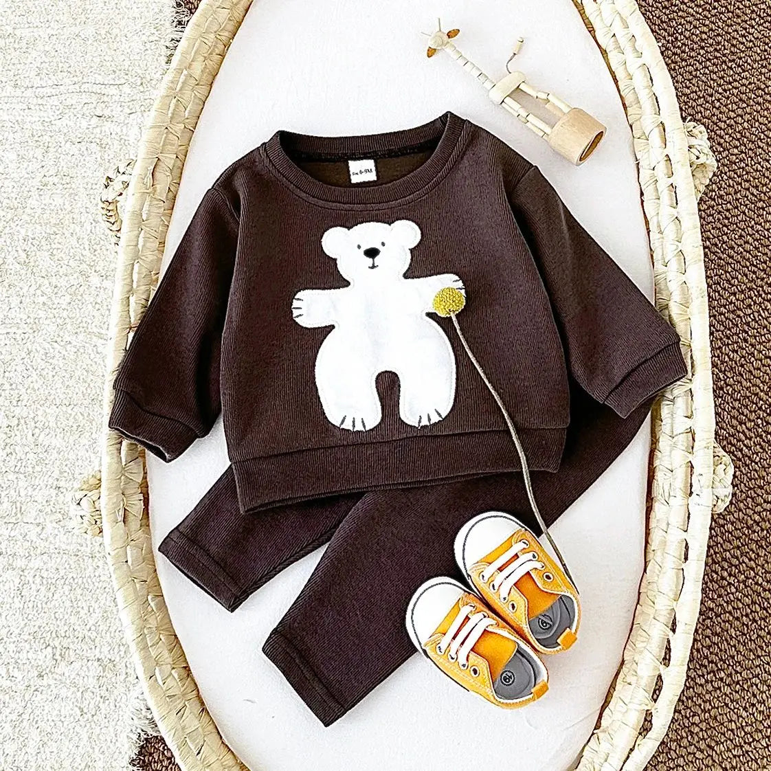 New Autumn Baby Boys Girls Cotton Clothes Sports Set Comfortable Cartoon Animals Pullover Sweatshirts+Loose Cotton Pants